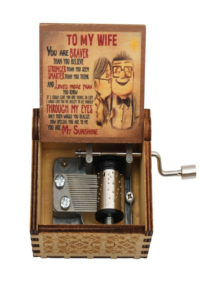 STORE 2508 Store2508 Wooden Vintage Hand Cranked Music Box - to My Wife Gift for Wife You are My Sunshine Melody - Image 1